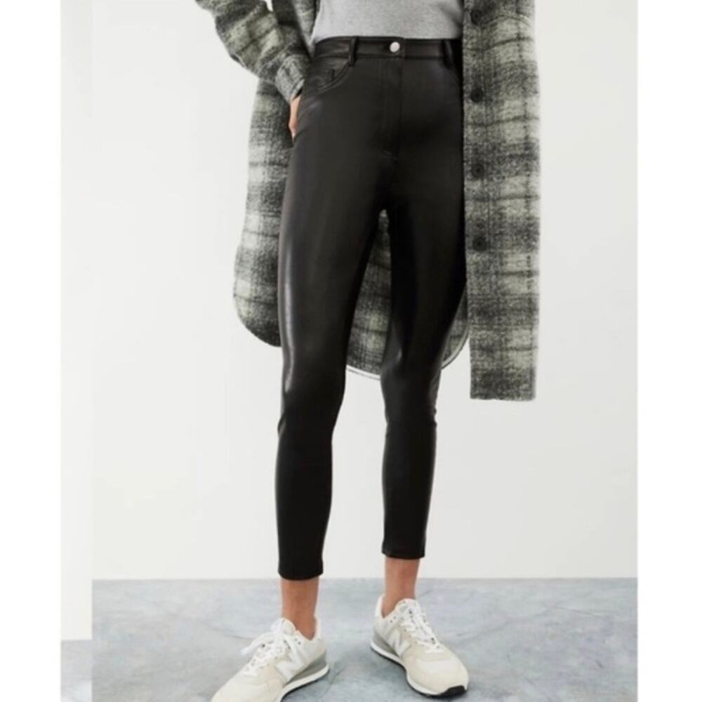 Aritzia Wilfred Free Charm Vegan Leather High Waisted Leggings Black Skinny 00